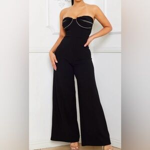178- RHINESTONE CHAIN ON BUST JUMPSUIT